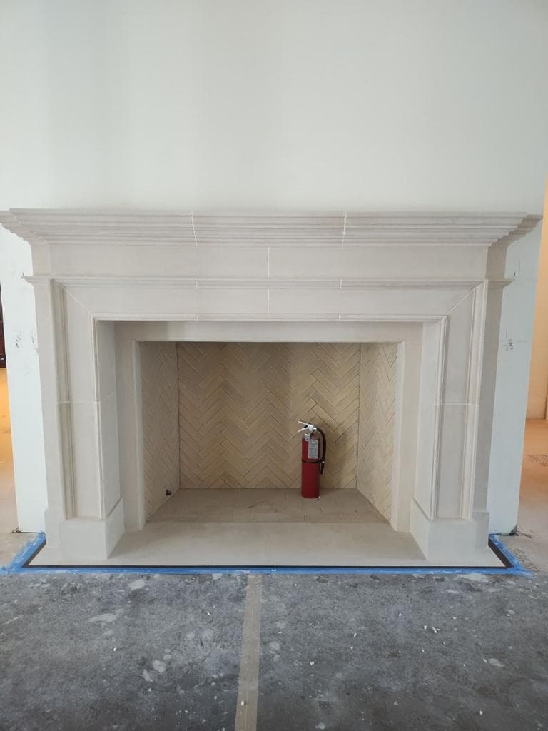 Custom limestone fireplace surround — Triangle Superior Raleigh NC
