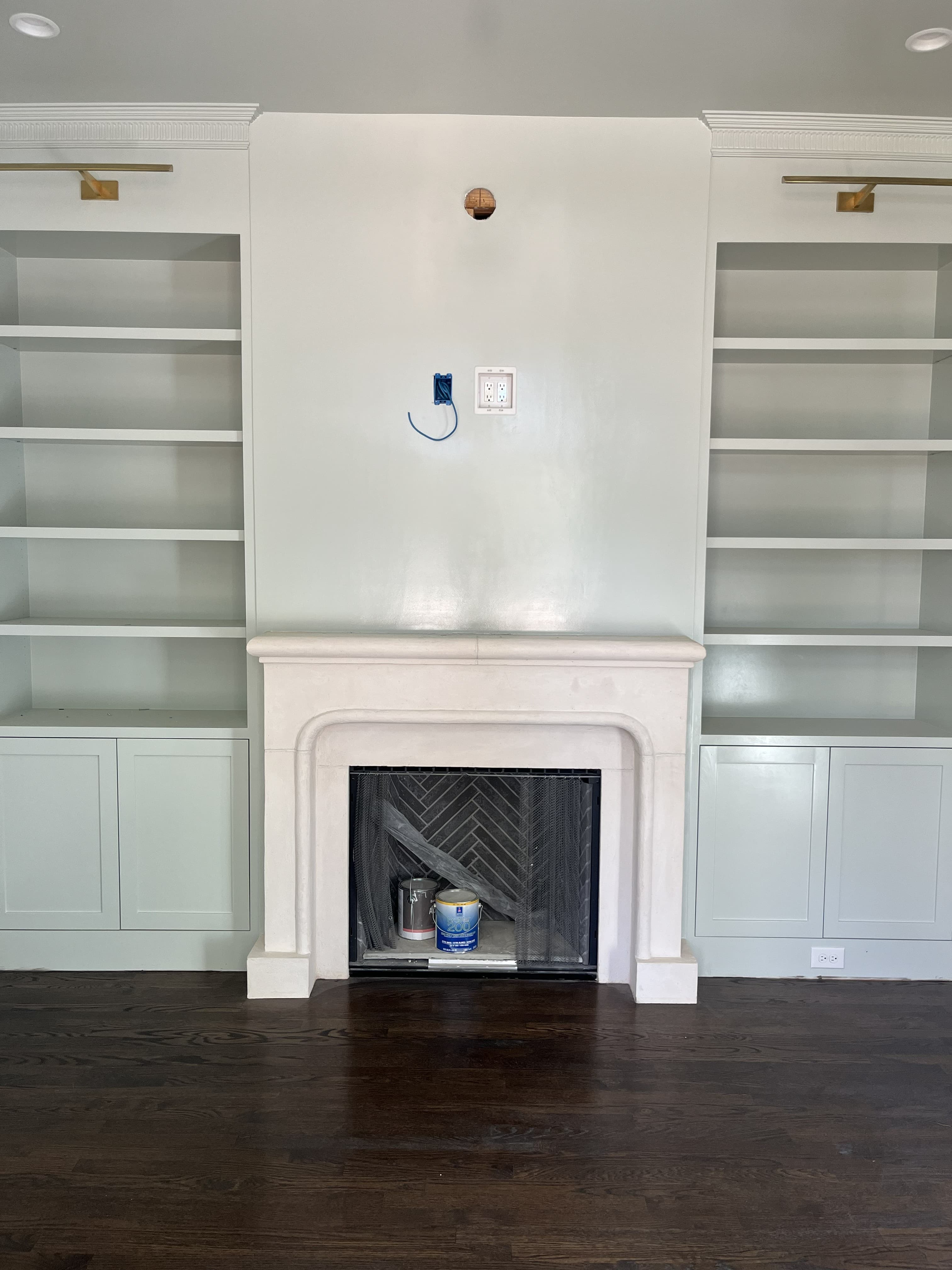 Custom fireplace with built-in shelving — Triangle Superior Raleigh NC
